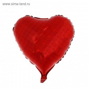 Шар фольгированный 18" "Голография" с клапаном, сердце, цвет красный