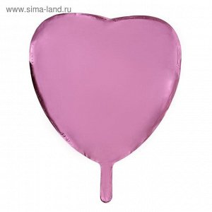 Шар фольгированный 18", сердце, металлик, розовый