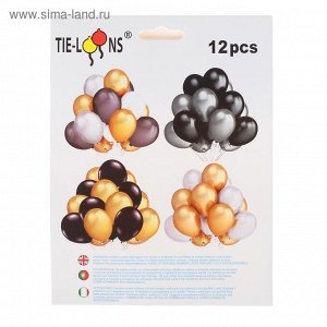 Набор латексных шаров 10", 12 шт, цвет золотой и черный