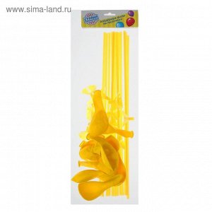 Шары латексные 10" "Гармония" с палочками и держателями, набор 12 шт., цвет жёлтый