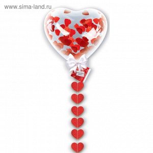 Воздушный шар "Сердце", 24", с конфетти, гирлянда, открытка, красный