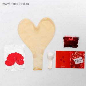 Воздушный шар "Сердце", 24", с конфетти, гирлянда, открытка, красный