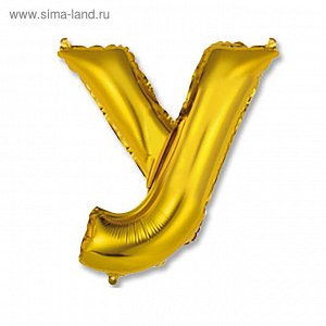 Шар фольгированный 14" "Буква У", индивидуальная упаковка, цвет золотой