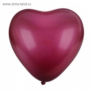 Шар латексный сердце хром 12", набор 5 шт, цвет красный