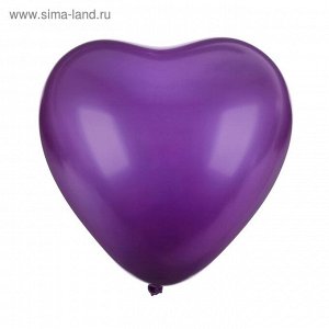 Шар латексный сердце хром 12", набор 5 шт, цвет фиолетовый