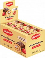 «Яшкино», мини-рулет бисквитный «Клубничный», 35г (упаковка 12шт)