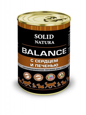 Solid Natura Balance Сердце и печень влажный корм для собак жестяная банка 0,34 кг
