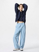 UNIQLO - спортивные широкие штаны прямого силуэта из нейлона - 61 BLUE