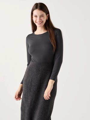 UNIQLO Heattech - тонкая термо-кофта с круглым вырезом - 08 DARKGRAY
