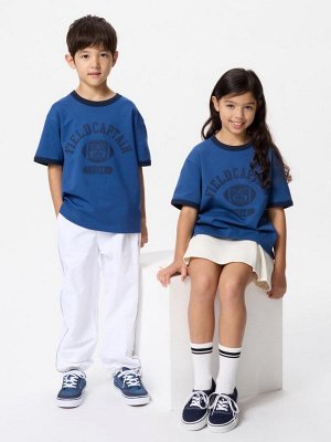 UNIQLO AIRism - свободная футболка с принтом - 67 BLUE