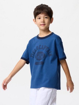UNIQLO AIRism - свободная футболка с принтом - 67 BLUE