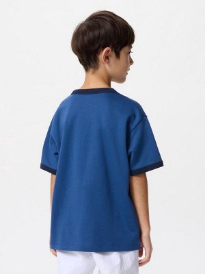 UNIQLO AIRism - свободная футболка с принтом - 67 BLUE