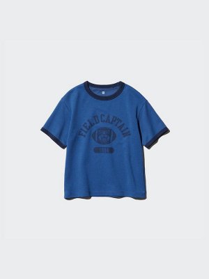 UNIQLO AIRism - свободная футболка с принтом - 67 BLUE