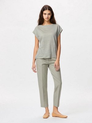 UNIQLO x  Comptoir des Cotonniers - свободная льняная футболка с французскими рукавами - 02 LIGHTGRAY