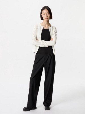UNIQLO - женский кардиган с круглым вырезом и защитой от UV-лучей - 01 OFFWHITE