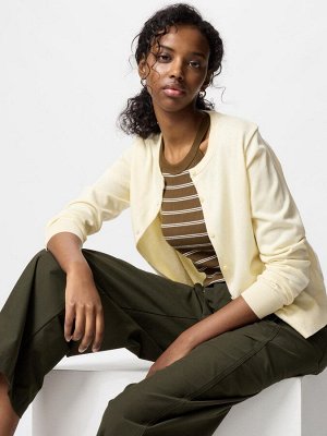 UNIQLO - женский кардиган с круглым вырезом и защитой от UV-лучей - 42 YELLOW
