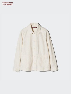 UNIQLO x Comptoir des Cotonniers - льняная хлопковая куртка с внешними карманами - 09 BLACK