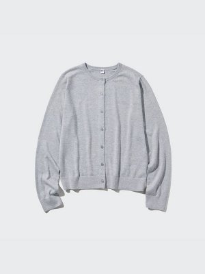 UNIQLO - женский кардиган с круглым вырезом и защитой от UV-лучей - 69 NAVY