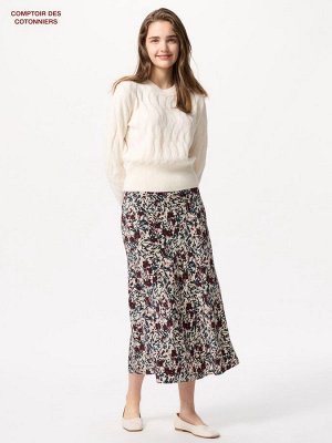 UNIQLO x Comptoir des Cotonniers - длинная юбка с цветочным принтом - 75 PURPLE