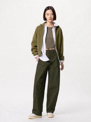 UNIQLO - женские брюки-бочонки из джерси увеличенной длины - 57 OLIVE