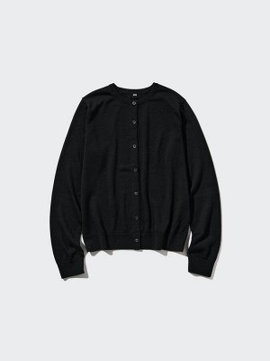 UNIQLO - женский кардиган с круглым вырезом и защитой от UV-лучей - 09 BLACK