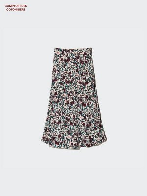 UNIQLO x Comptoir des Cotonniers - длинная юбка с цветочным принтом - 75 PURPLE