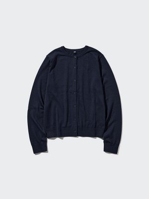 UNIQLO - женский кардиган с круглым вырезом и защитой от UV-лучей - 69 NAVY