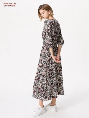 UNIQLO x  Comptoir des Cotonniers - длинное платье из искусственного шелка с дизайном - 75 PURPLE