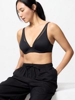 UNIQLO - бесшовный кружевной бюстгальтер - 09 BLACK