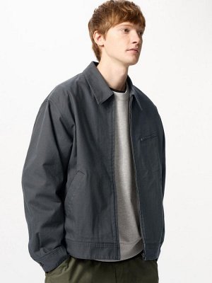 UNIQLO - короткая унисекск куртка из плотного хлопка - 08 DARKGRAY