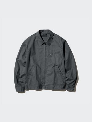 UNIQLO - короткая унисекск куртка из плотного хлопка - 08 DARKGRAY