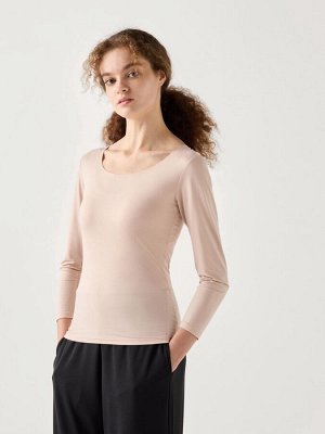 UNIQLO Heattech - тонкая термо-кофта с U-образным вырезом - 11 PINK