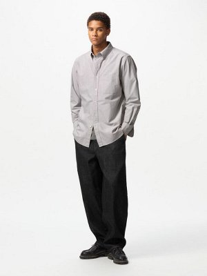 UNIQLO - однотонная рубашка оксфорд - 06 GRAY