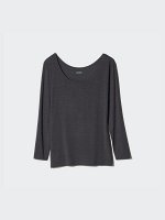 UNIQLO Heattech - тонкая термо-кофта с U-образным вырезом - 08 DARKGRAY