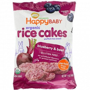Happy Family Organics, Organic Rice Cakes, Puffed Rice Snack, Blueberry & Beet, 1.4 oz (40 g)