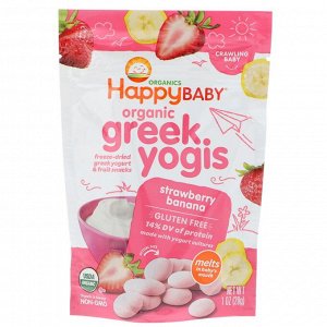 Happy Family Organics, happyyogis, греческий йогурт, клубника банан, 1 унция (28 г)