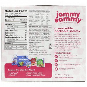 Plum Organics, Jammy Sammy, Peanut Butter & Grape, 5 Bars, 1.02 oz (29 g) Each