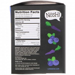 NosH!, Baby Lil &amp;#x27 - Puffs, органический снек из цельных воздушных зерен, черника и фиолетовая морковь, 10 штук по 0,25 унц.