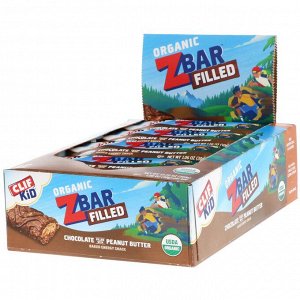 Clif Bar, Clif Kid, Organic Zbar Filled, Chocolate Filled with Peanut Butter, 12 Bars, 1.06 oz (30 g) Each