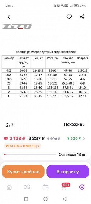 Гидрокостюм детский неопрен 2,5 мм