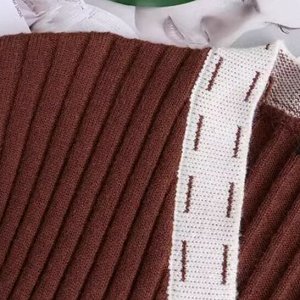 Женский вязанный кардиган с V-образным вырезом, на пуговицах, коричневый