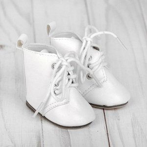 Ботинки для куклы на завязках, длина подошвы: 7 см, цвет белый