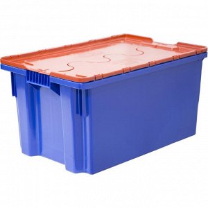 Ящик Safe PRO, сплошной, 600х400х300 синий с оранжевой крышкой