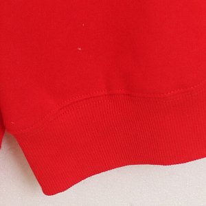 Свитшот с длинным рукавом,  утепленный флисом, с мультяшным принтом, красный