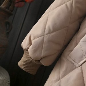 Стеганое хлопковое пальто с капюшоном на молнии, розовое