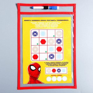 Развивающая игра «Пиши-стирай» в папке с карточками и маркером, Человек-Паук