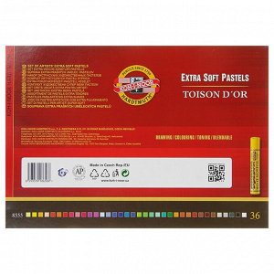Пастель сухая 36 цветов 12 мм, E*tra Soft Koh-I-Noor 8552 TOISON D`OR, картонная упаковка, L=75 мм