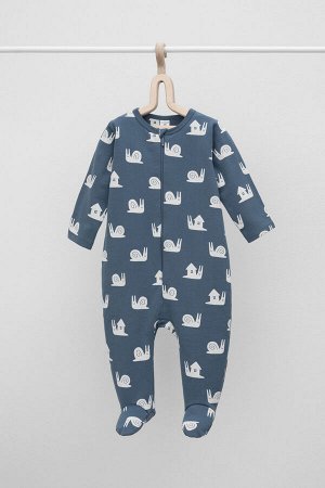 Комбинезон(Осень-Зима)+baby (винтажный синий, домик улитки)