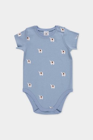 Полукомбинезон(Осень-Зима)+baby (пыльно-синий, мини слоники)