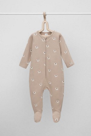 Комбинезон(Осень-Зима)+baby (темно-бежевый, мини слоники)
